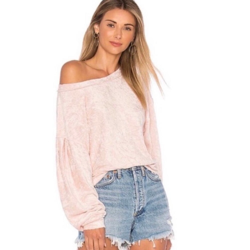 We the Free Milan blush pink crushed velvet top